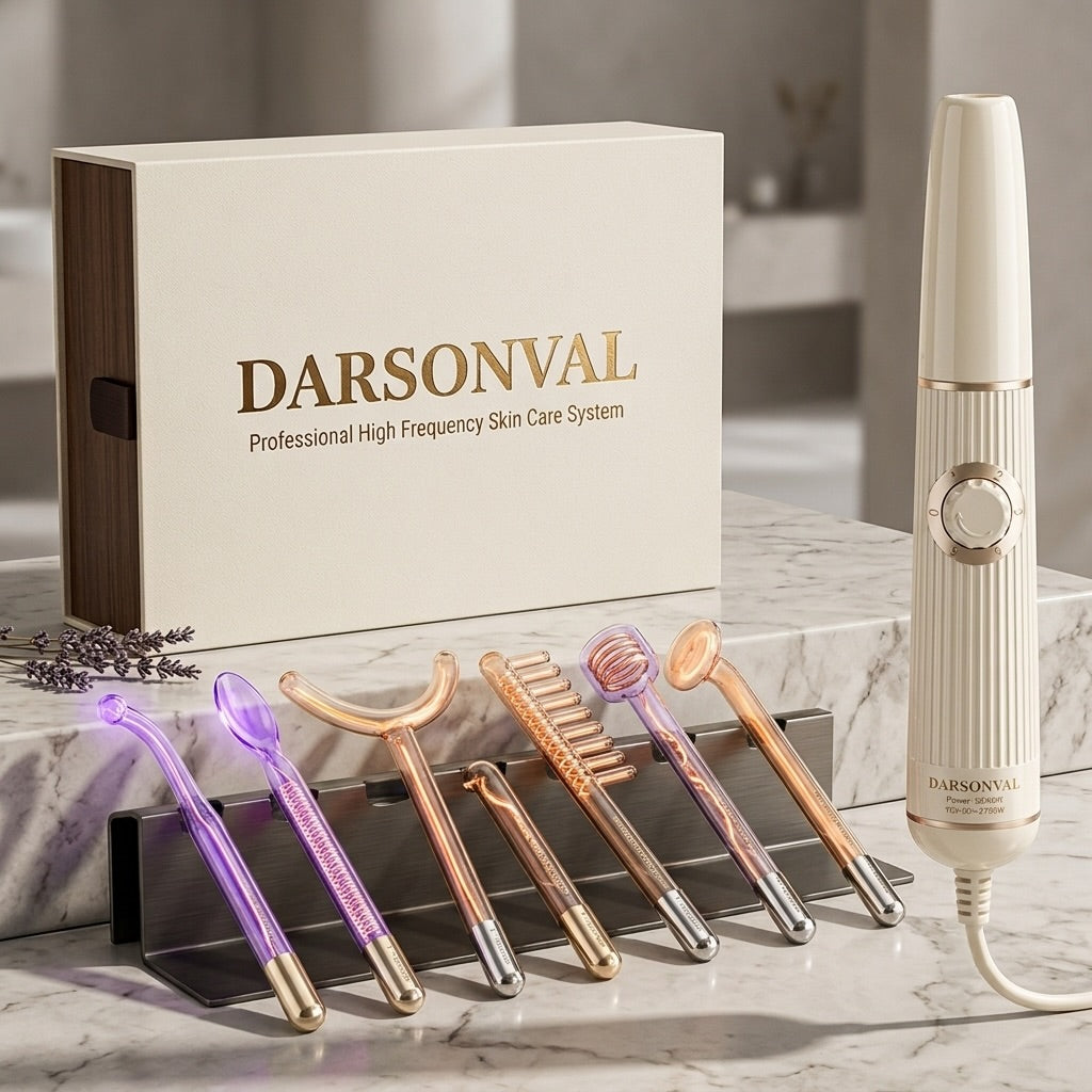 New High Frequency Facial Machine Skin Therapy With 6 Neon & Argon Wands Remove Wrinkles Acne Facial Therapy Wand darsonval
